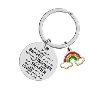 Silver Stainless Steel Gold Rainbow Inspirational Quote Key Ring Holder Gift
